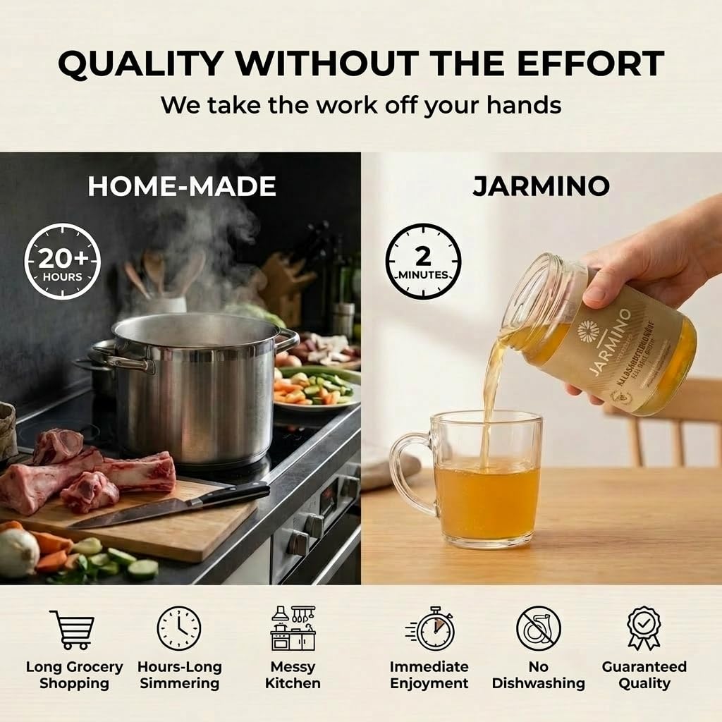 JARMINO BIO Knochenbrühe Kalb | Kollagen- & Proteinreiche Bone Broth (6x 350ml) | Enthält Natürliches Protein, Collagen, Hyaluron & ist Low Carb | Kalbsknochenbrühe | 2100ml