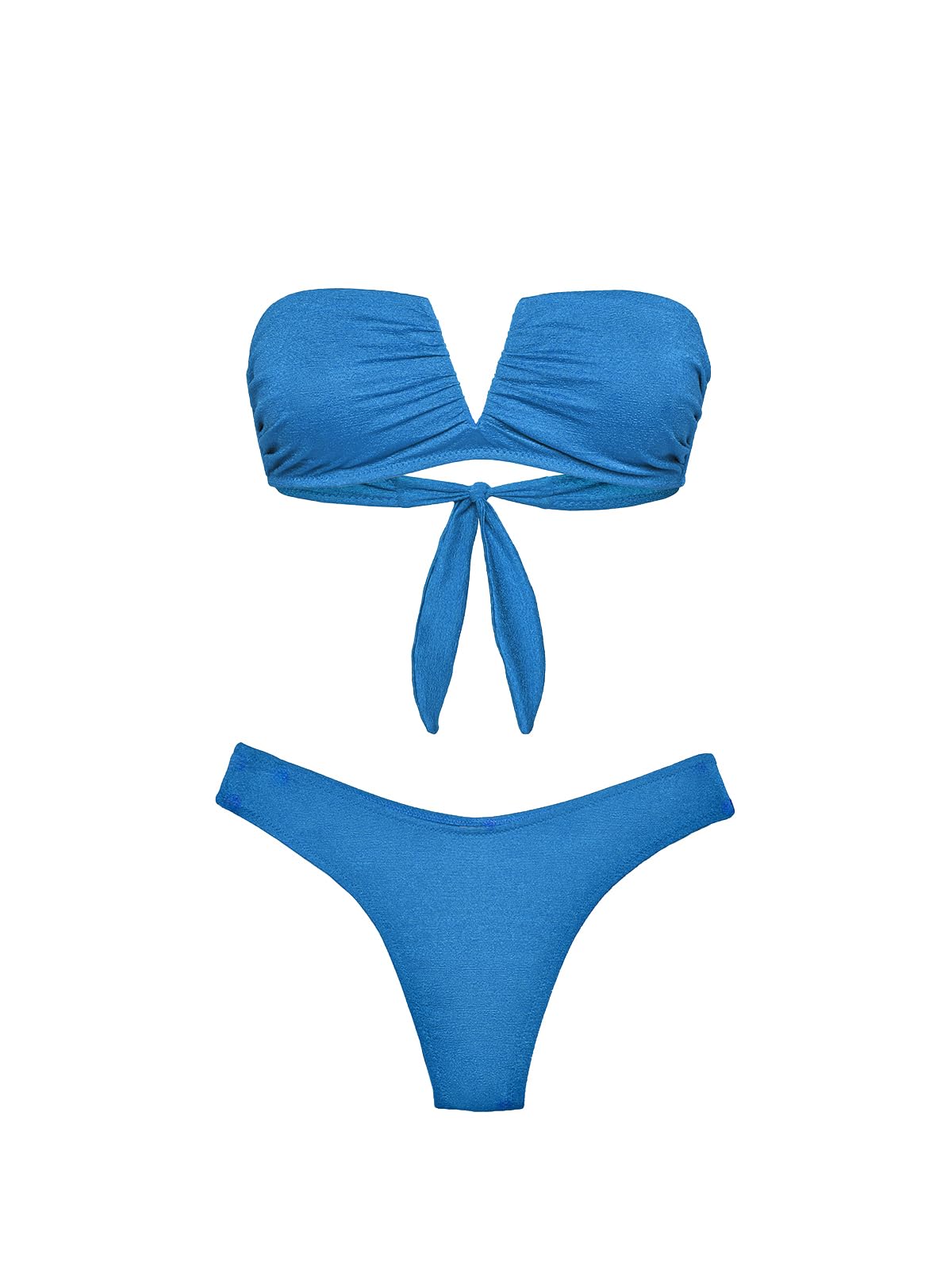 F**K Bikini Donna Fascia a V con Ferretto e Slip Americano Fisso Light Blue SW1802-LG