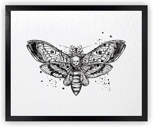 Dignovel Studios 8X10 sin marco cabeza de muerte halcón polilla insecto tótem ciencia animal acuarela arte impresión arte pared guardería niños