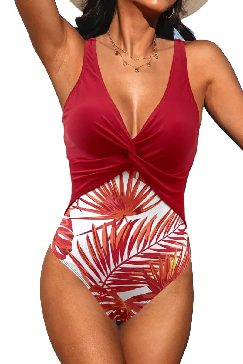 JFAN Bañadores Mujer Trajes de una Pieza para Mujer con Escote en V Bandeau Backless Strapless Push Up Retro para Mujer