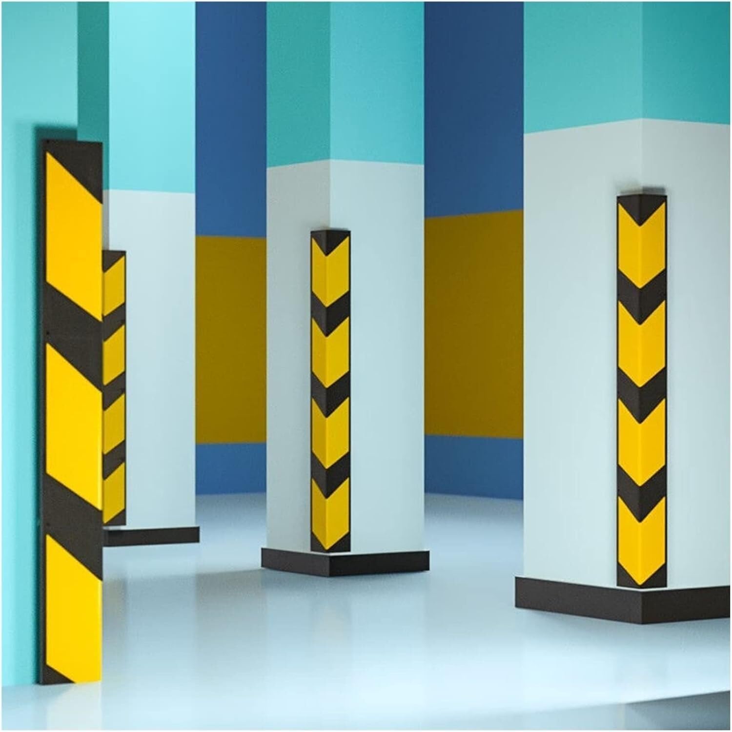WDSOPK garage wall protector,wall corner protector, Parking Garages Rubber Warehouse Corner Guards Reflective Workshops Warehouse 1cm Thick,Yellow,5pcs,80cm