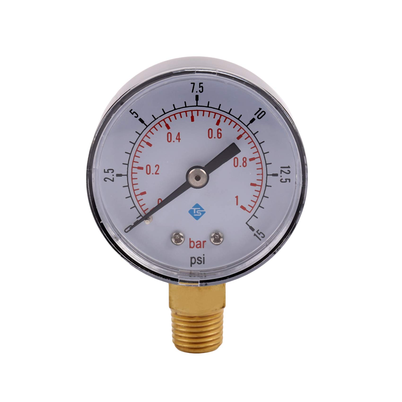 Aisuoka 0-1Bar 50Mm Water Pressure Gauge Meter 1/4 Inch Npt Thread Manometer -50-15Psi