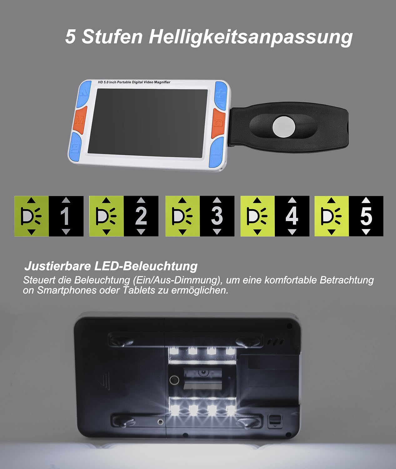 5" Lente di ingrandimento digitale portatile video elettronico Low Vision Aiuto per la lettura (5" versione di aggiornamento)