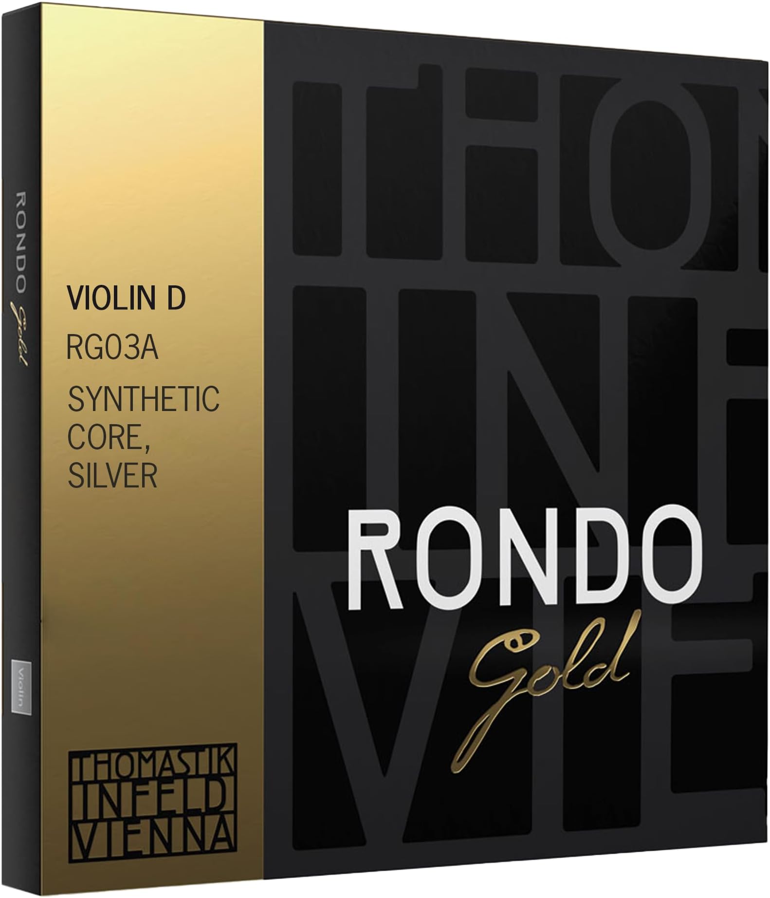 ThomastikInfeld Rondo Gold RG03A Replacement Violin D String | Silver Wound Synthetic Core Violin String for Professionals and Aspiring Violinists | Warm Sound and Focused Response | Made in Vienna