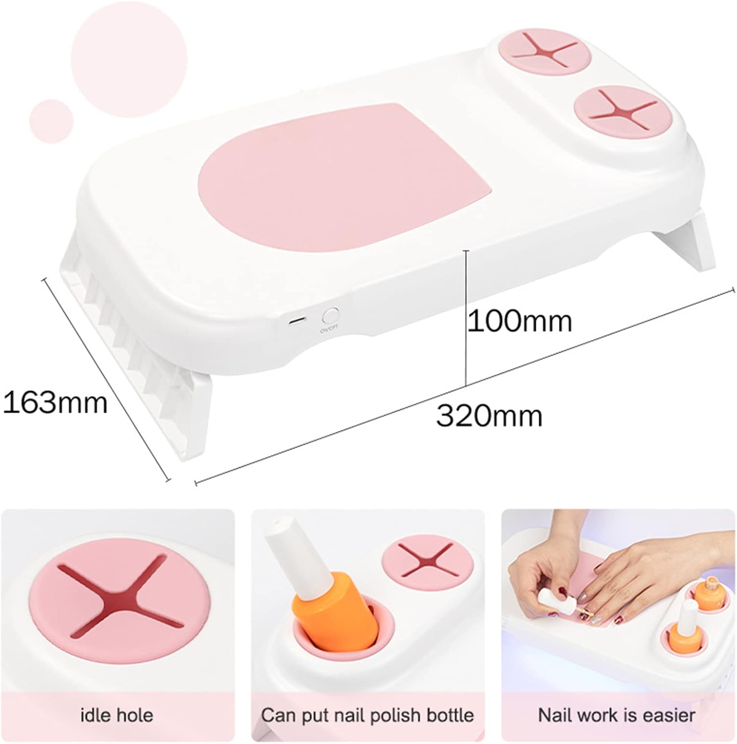 JMTALL Lámpara de uñas de gel con soporte para botella secadora de uñas UV de 48 W reposabrazos 30 luces LED para esmalte de gel accesorios