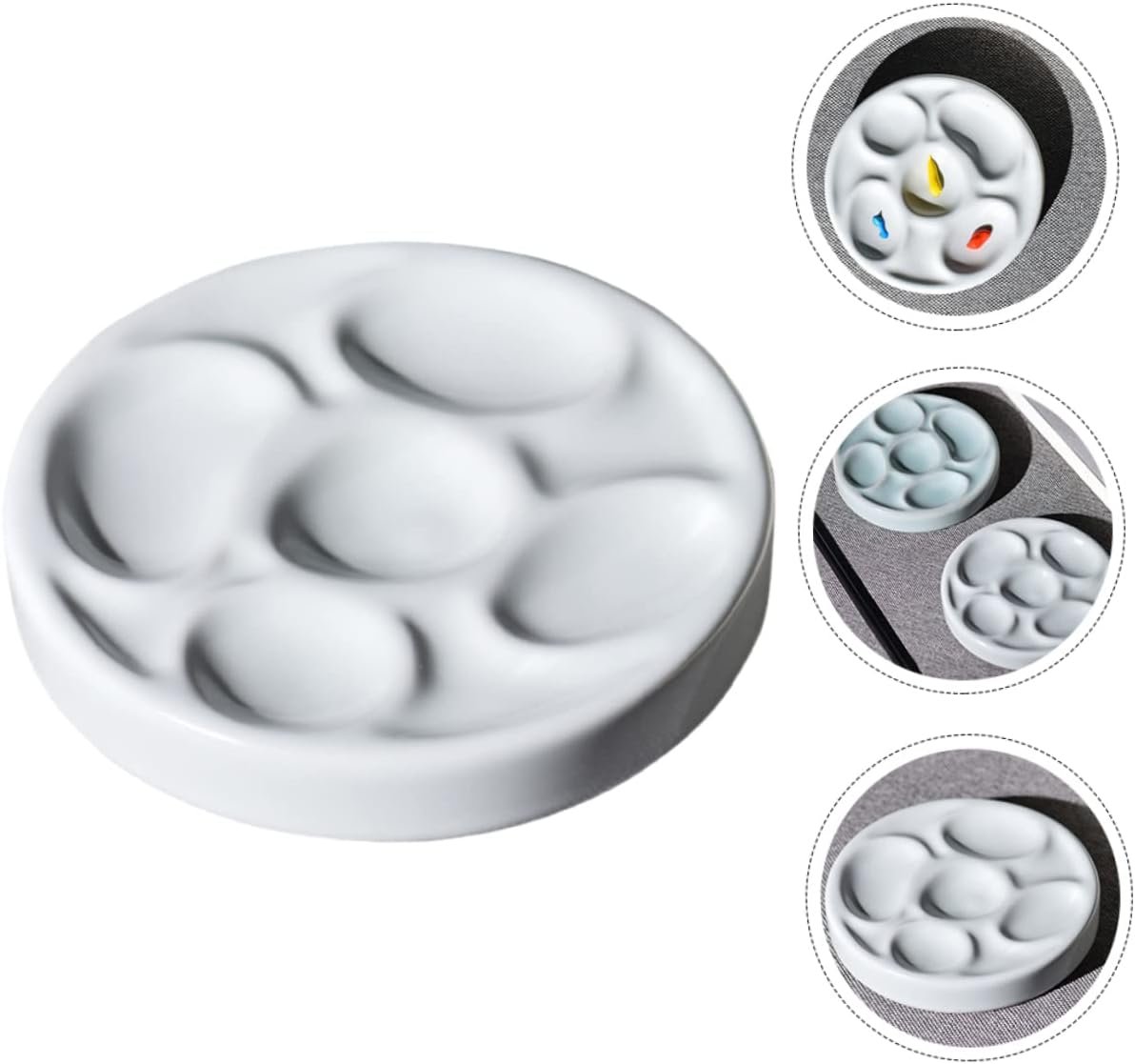 AUTSUPPL Ceramic Paint Palette Pigment Trays Multi-Functional Artist Mixer Watercolor Pigment Tray