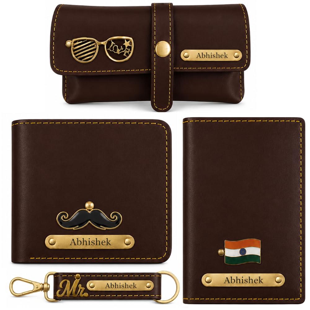 Genuine Leather Gift for Mens - Gifts Hamper - Birthday Gift for Men - Personalized Gifts - Personalized Giftset for Men (Brown)-image-7