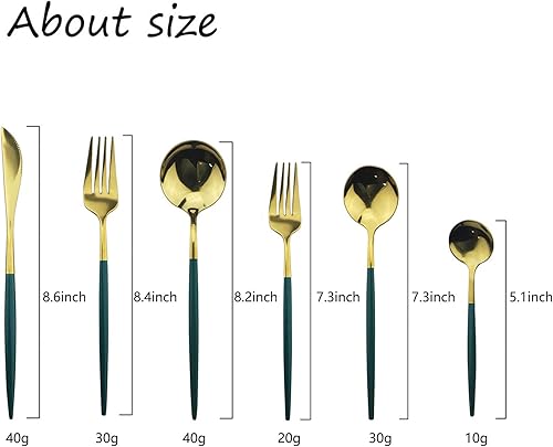 Miniatura 3 de JASHII Juego de cubiertos de plata 1810 de acero inoxidable, juego de cubiertos dorados  24 piezas modernos Cubiertos Dorados  El mejor regalo de