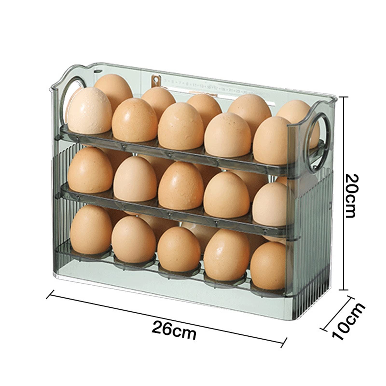 Cubo de Huevos para refrigerador, Soporte de plástico para Huevos de 30 Rejillas, refrigerador de 3 Capas, contenedor de Bandeja de Huevos para Nevera, contenedor de Almacenamiento de Huevos