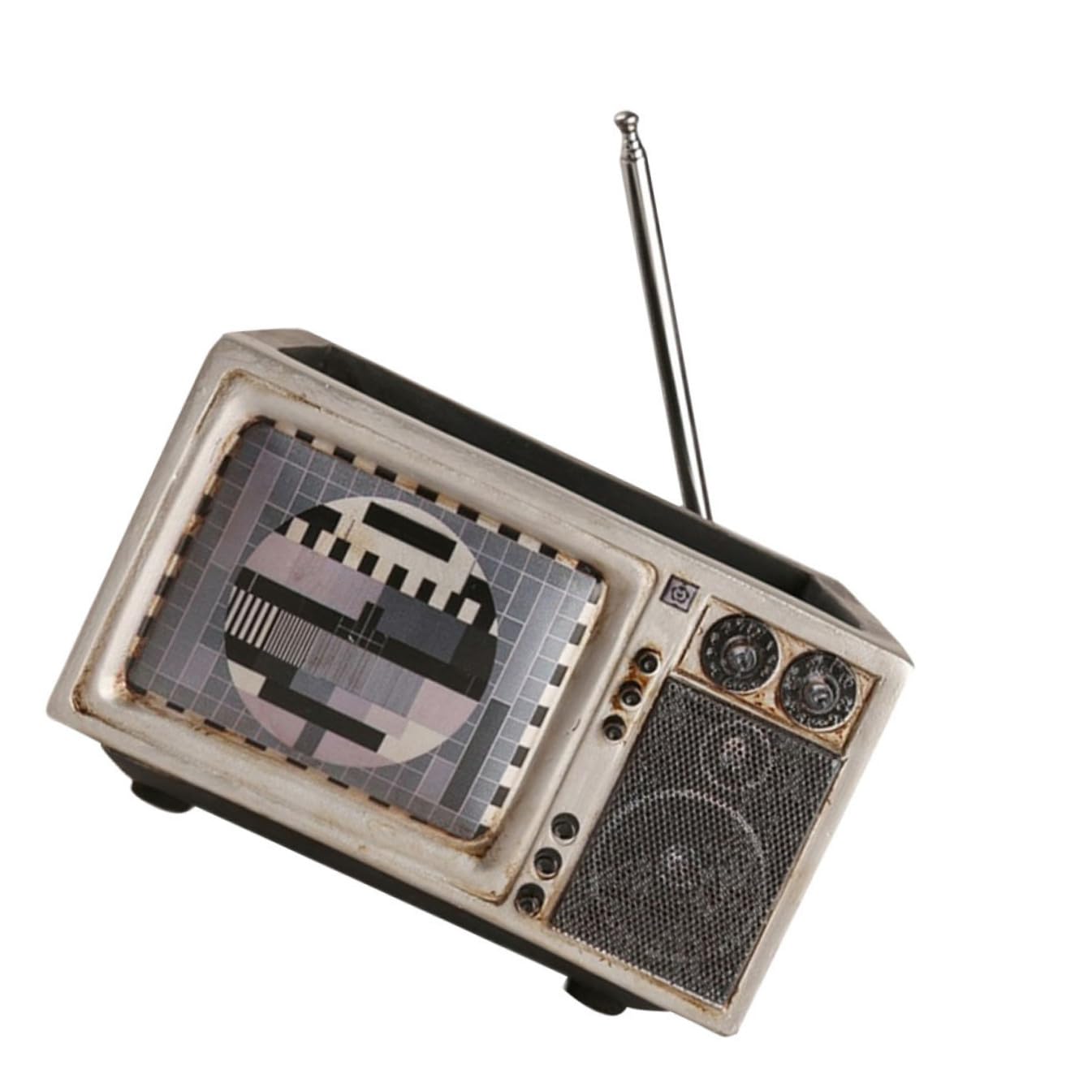 Pot de fleurs TV vintage créatif en résine grise Abaodam