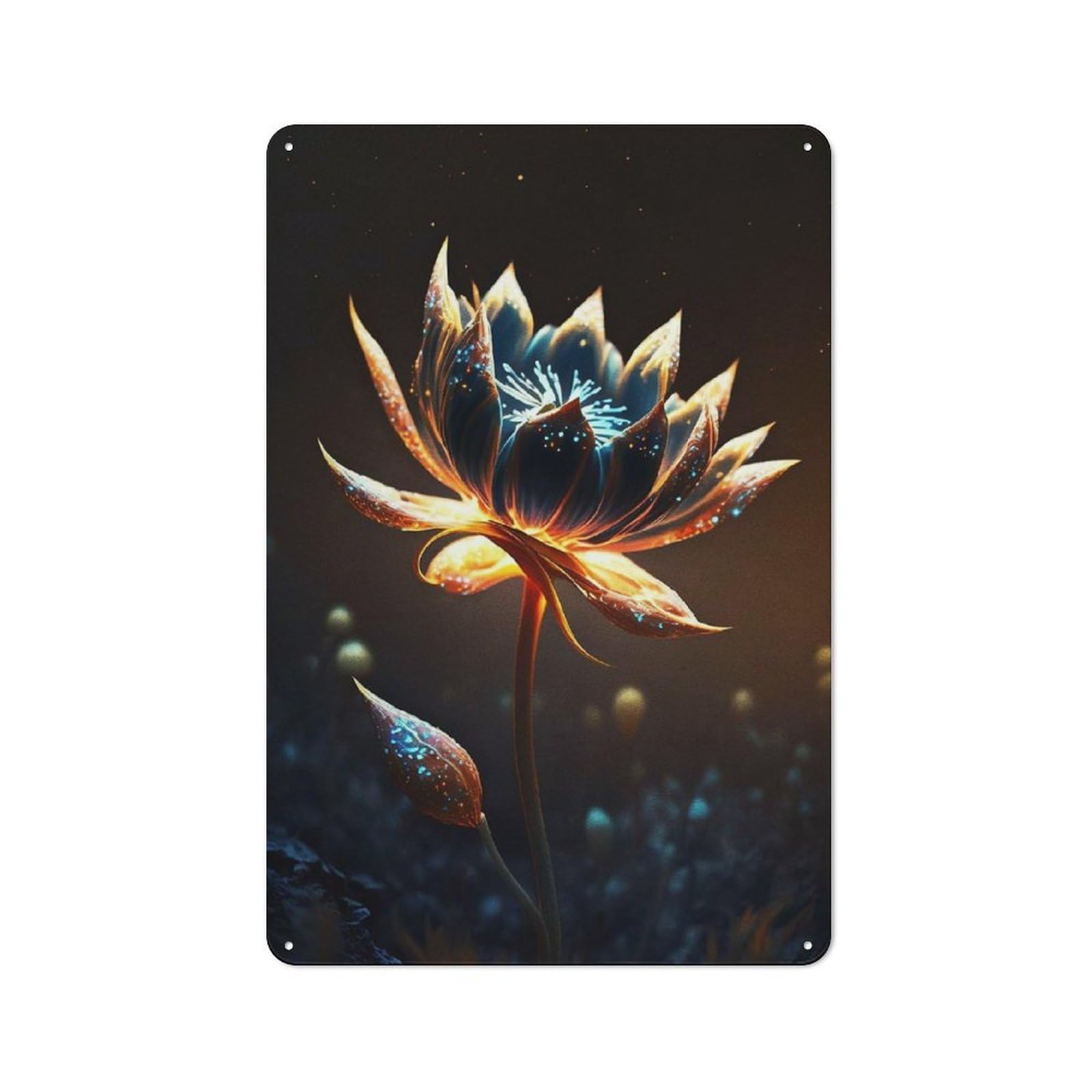 Junmoney Style-1 30X20cm Retro Tin Sign With Flower Alien Planet For Lounge Or Reading Corner, A Decorative Metal Sign For Lounges And Reading Corners