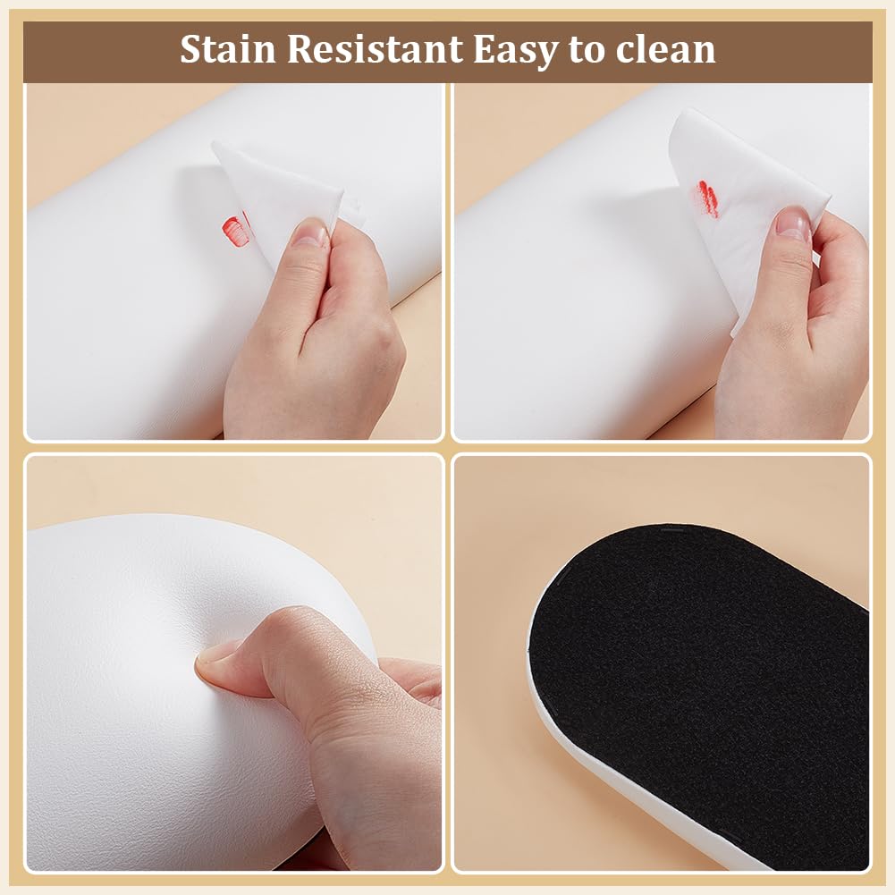 PH PandaHall Reposabrazos para uñas, almohada de mano blanca para manicura, soporte de piel, soporte de mesa con alfombrilla para manicura, manicura, salón de manicura, accesorios de arte, 1 juego