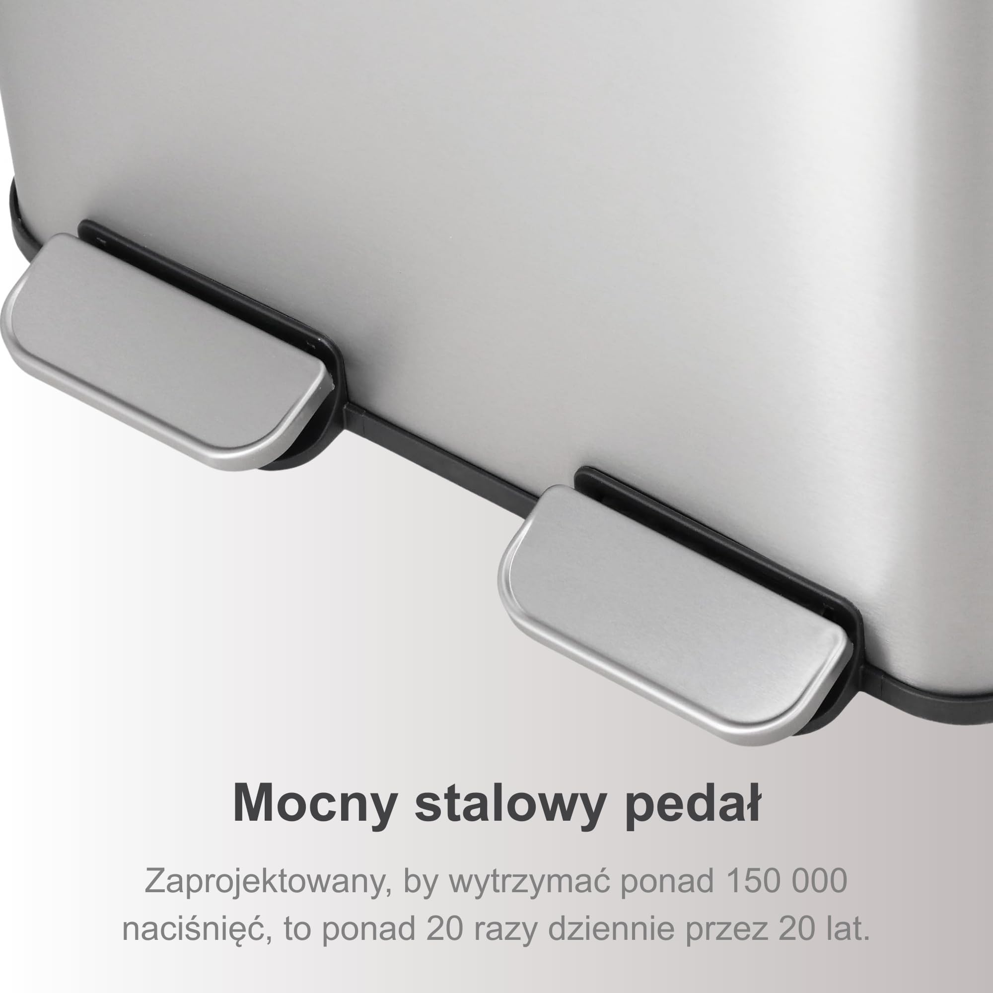 Kosz do Recyklingu 2 x 20 L (40 L), Podwójny, Stal Nierdzewna Odporna na Odciski Palców, z Pokrywą z Cichym Zamykaniem i Pedałem, Zawiera 20 Worków na Śmieci, Oddzielne Przegrody