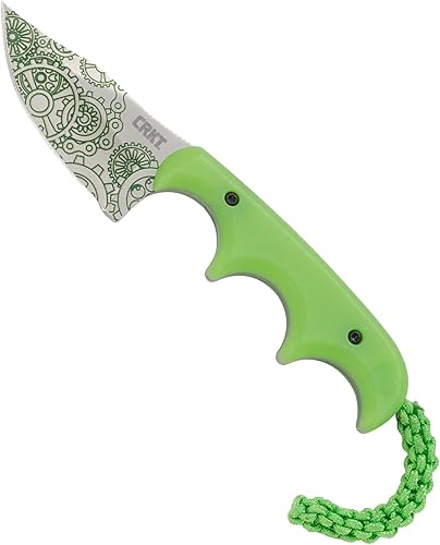 CRKT - Cuchillo Bowie minimalista con engranajes EDC Hoja fija compacta de transporte diario, cuchillo utilitario Folts con acabado satinado, mango