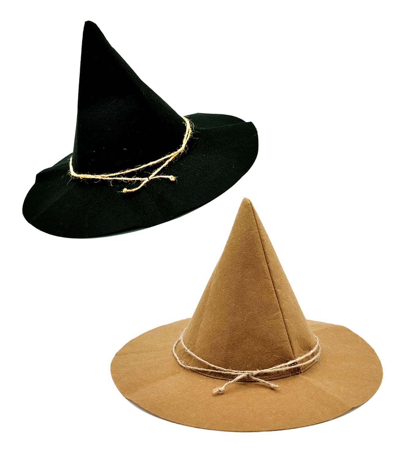 Soplus2 Pack Scarecrow Hats, Scarecrow Costume Felt Scarecrow Accessories for Halloween Party Accessory, Black and Brown Color
