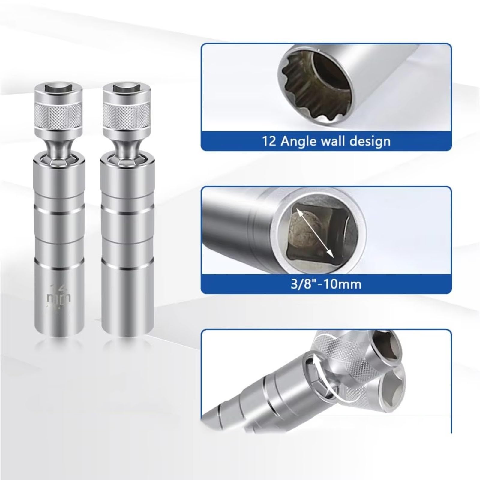 Auto Sottile per Parete Girevole Magnetica per Presa Candela 3/8 Pollici unità 12 Punti Candele Strumento di Rimozione Chiave Auto Chiavi Le Candele