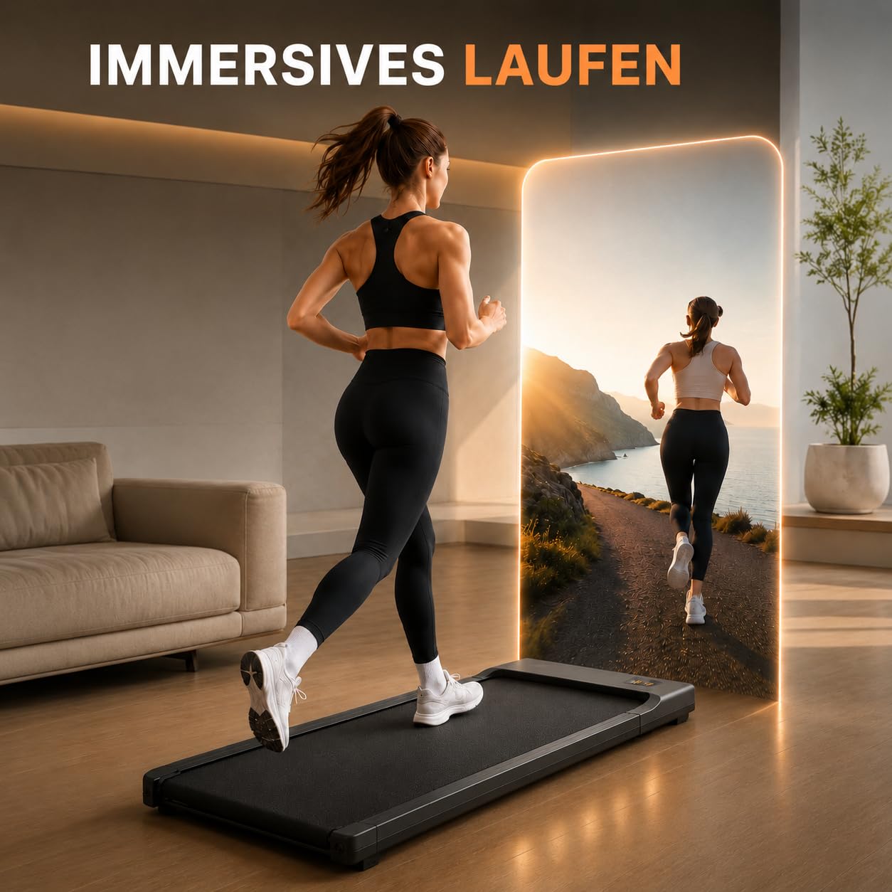 Laufband zum Gehen für Zuhause und Büro – Kompakter Heimtrainer, leise Laufoberfläche, faltbares Design, platzsparend für tägliche Bewegung