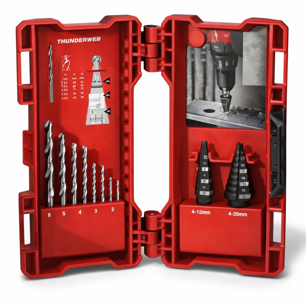 Milwaukee 48899350 - Juego de brocas y escalones (10 piezas, HSS-G)
