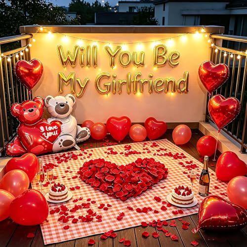 Image of Will You Be My Girlfriend Balloon Set,Romantic Proposal Decoration