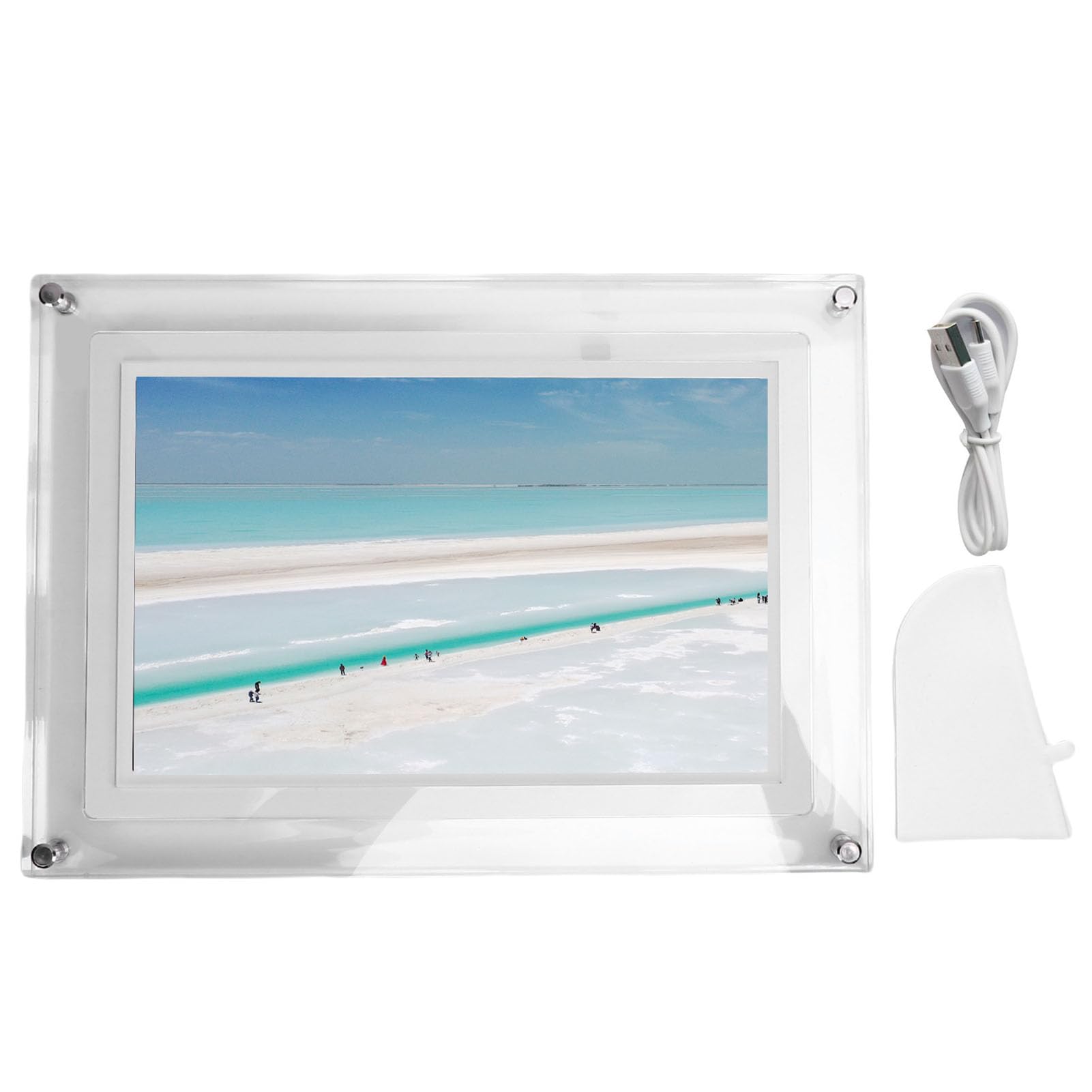 Marco de Fotos Digital de 10,1 Pulgadas WiFi, Pantalla Táctil HD de 1280 X 800 con Rotación Automática, Marco de Fotos Digital Inteligente de Acrílico con Uso Compartido Inalámbrico para