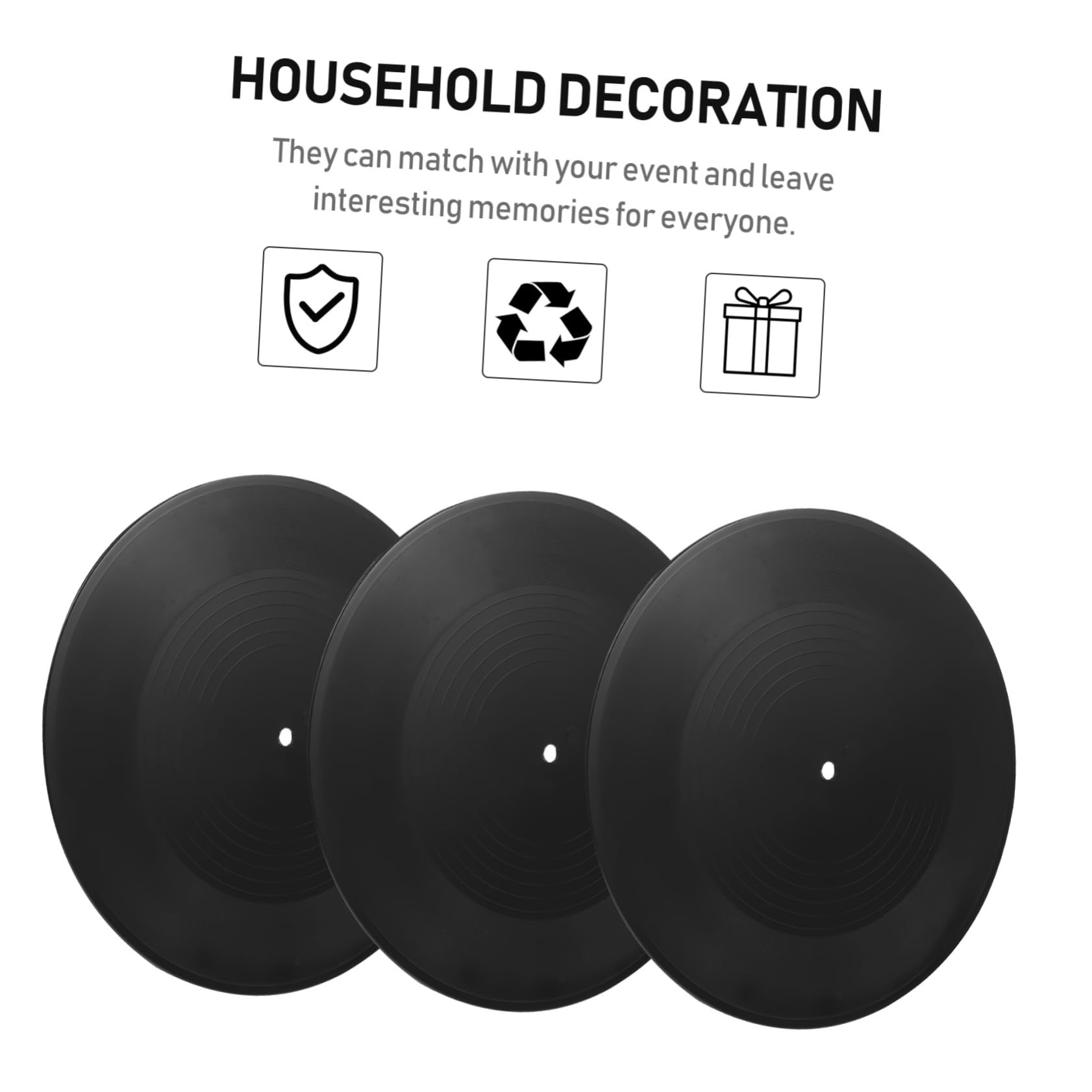 ABOOFAN Decorazioni da Parete Dischi in Vinile Retrò 12 Pezzi | Vinyl Nero, per Interni e Allestimenti, Stile Artistico, Adatto a Pareti Decorative