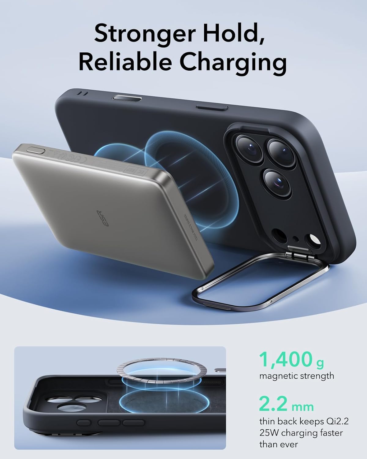 ESR Silicone Case for iPhone 17 Pro Max, Built-in Camera Stash Stand Compatible with MagSafe, Military-Grade Drop Protection Magnetic Phone Case for iPhone 17 Pro Max, Cloud Series, Black