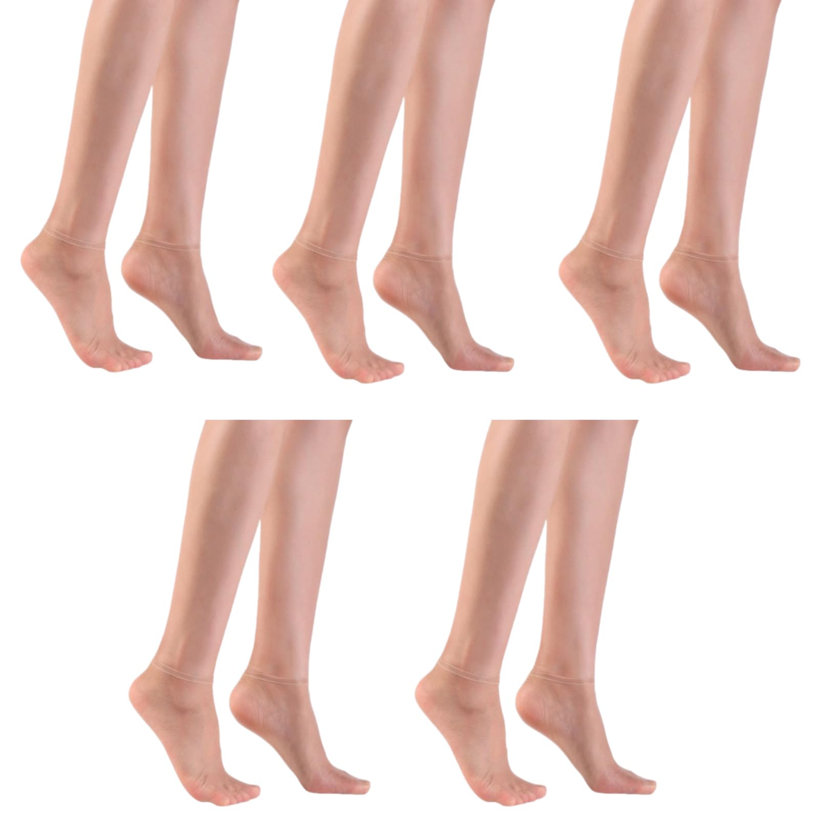 5 Pairs Womens Luxury See Through Nylon Hosiery Ladies Silk Textured Stockings Super Thin Sheer Low Cut Socks Transparent Toe Stretchy Ankle Socks