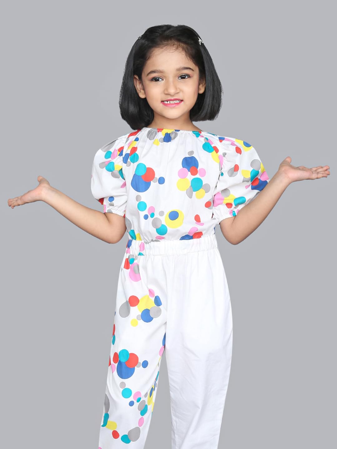 ZIP ZAP ZOOP White Girls Jumpsuit Multicolor Polka Dot Print 7-8 Years 2