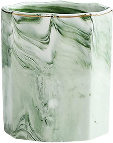 Fokynux Soporte para bolígrafos, soporte para lápices para escritorio, escritorio de mármol, taza de cerámica duradera, soporte decorativo para