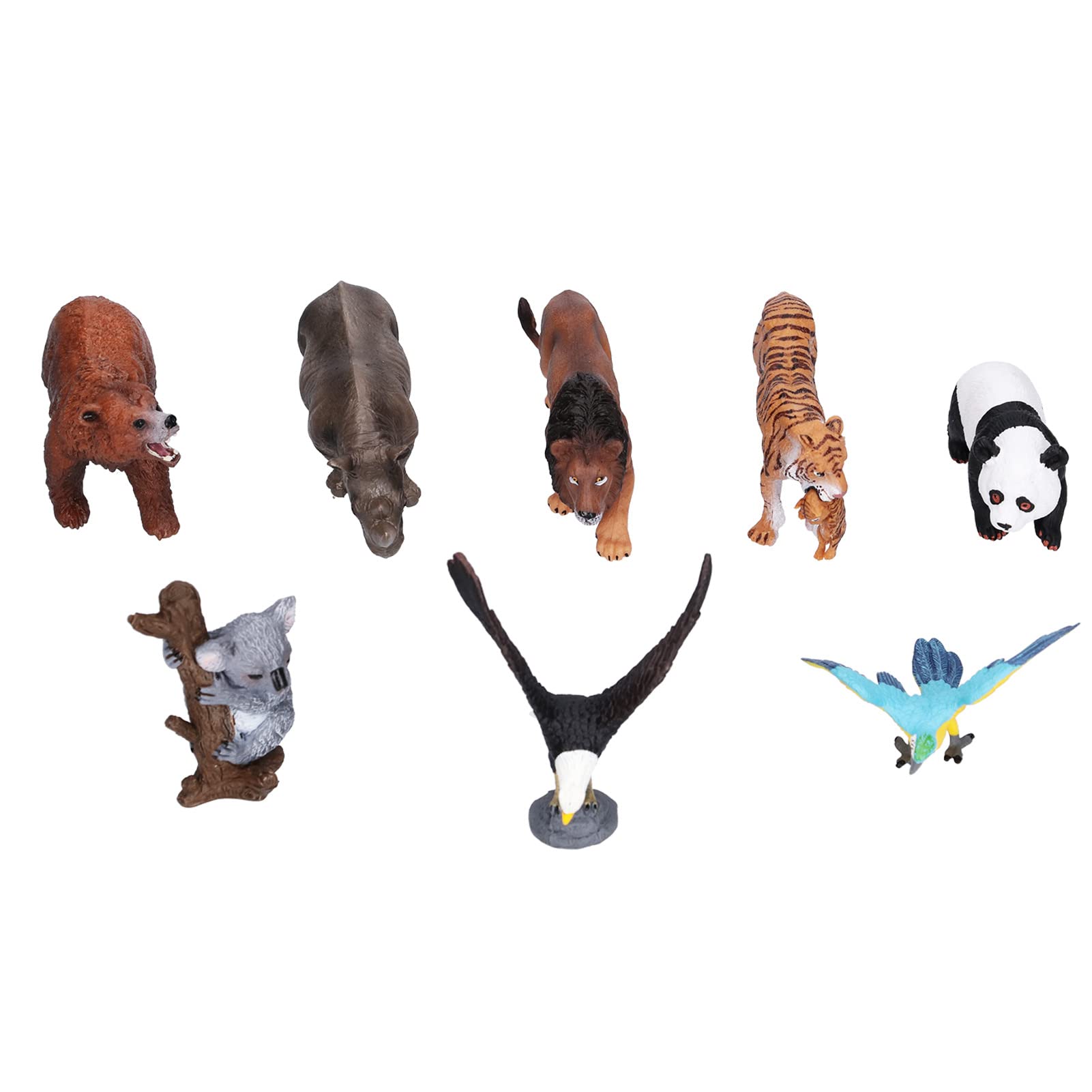8 Piezas Figuras de Animales Salvajes Juguetes de plástico Animales de la Selva Conjunto de Juguetes con Tigre Koala Panda Guacamayo simulación educativa Safari para Bosque