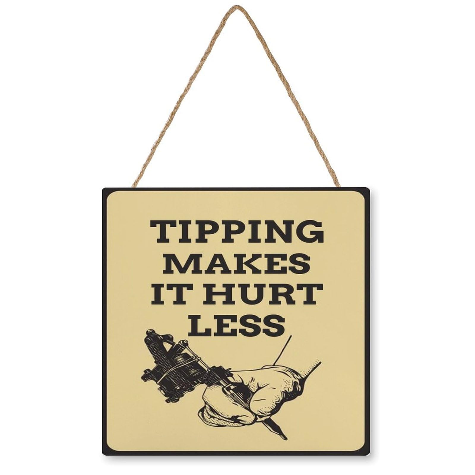 Pibonto Women's Wall Art Tipping Makes It Hurt Less Sign Art Wood Signs Wall Poster Gift Hanging Funny For Tattoo Shop Decor 12X12 Inch Club Plaque,Multicolor - Home Decor