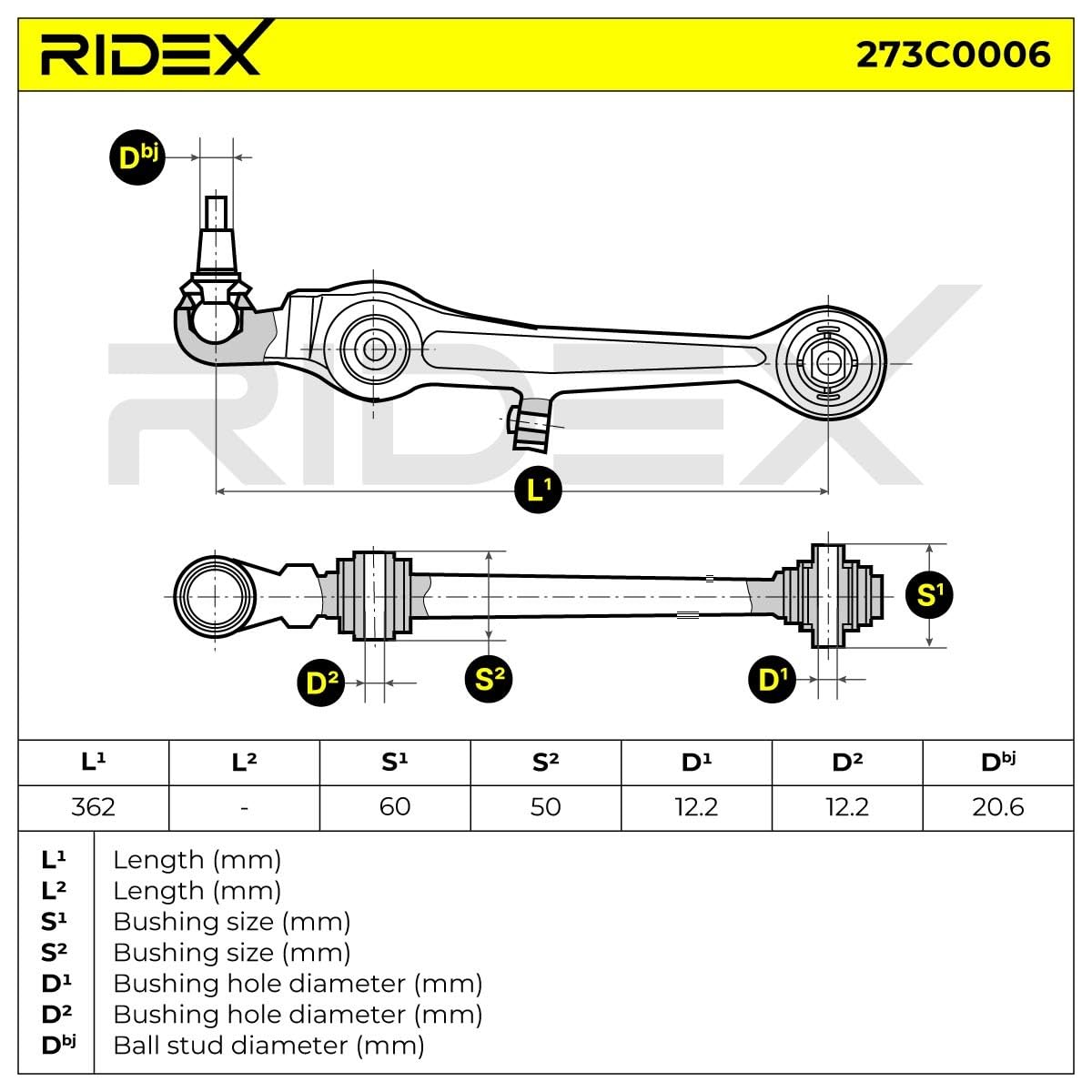 Bras De Suspension Inférieur Avant RIDEX 273C0006 - Compatible Audi A4/A6, VW Passat, Skoda Superb - En Aluminium Avec Roulement Caoutchouc
