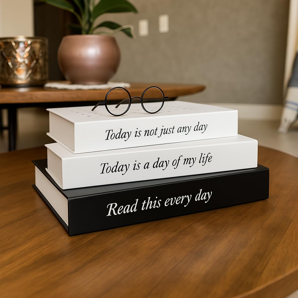 Libros decorativos de mesa de café negros set de 3 libros falsos estéticos para dormitorio