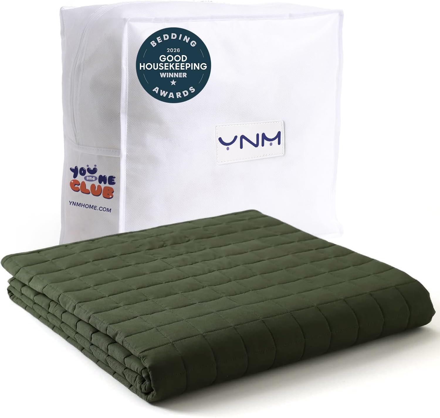 YnM 5lbs Weighted Blanket, Cotton Heavy Bed Throw Blanket with Cooling Glass Beads for All Season Use, Ideal for ~40lbs (41x60 Inches, Twin, Army Green)