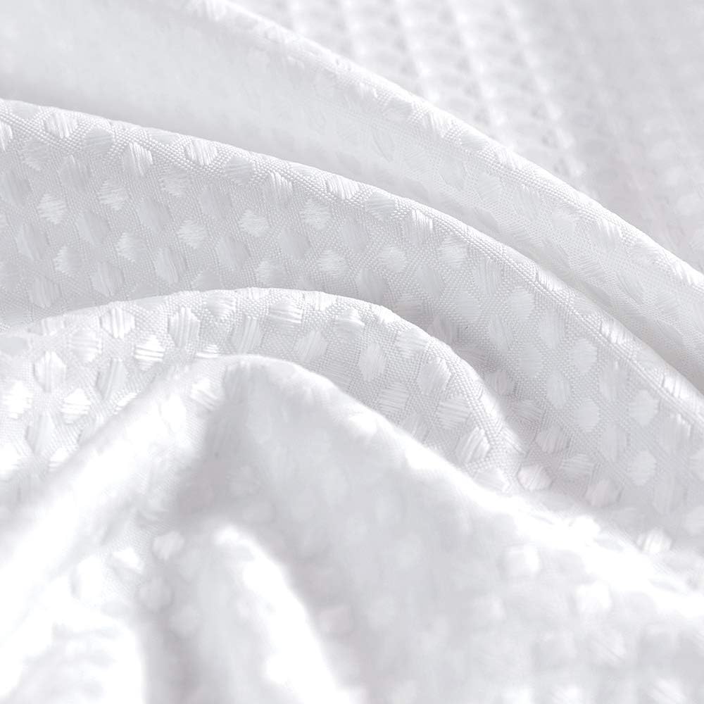 jinchan Kitchen Curtains Waffle-Weave Valance for Kitchen Bathroom Waffle Woven Textured Window Treatment 1 Panel W60 x L18 White