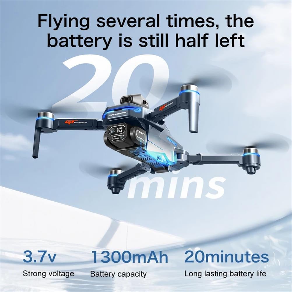 6k,Triple Battery,Drone gt8 4k Professionale con Telecamera 6k, FPV Aereo, Evita Gli Ostacoli con Telecomando a Grande Schermo, Drone rc Pieghevole