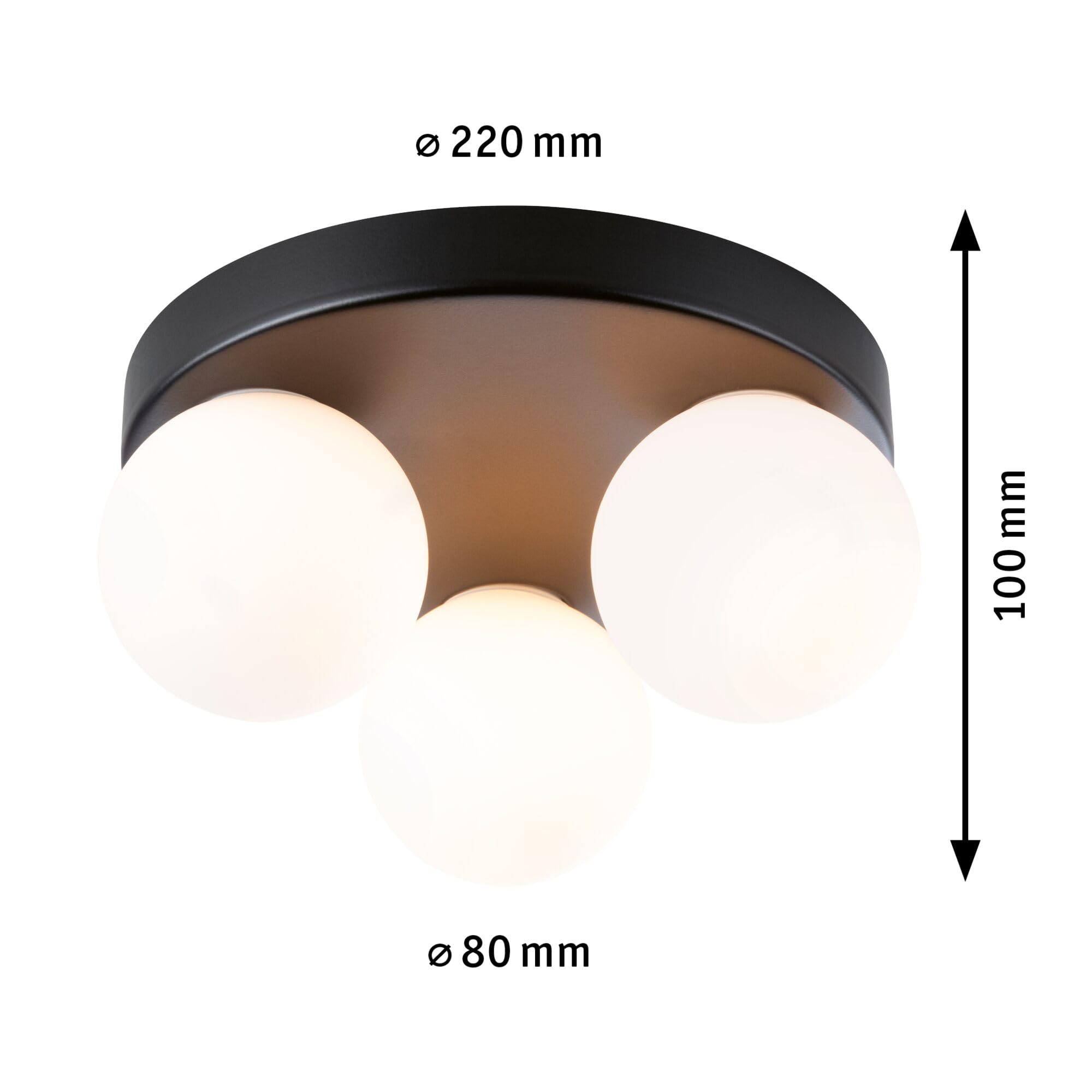 Paulmann 71069 Plafonnier Selection Bathroom Gove IP44 G9 230V max. 3x20W gradable Noir mat, Satin luminaire de salle de bain