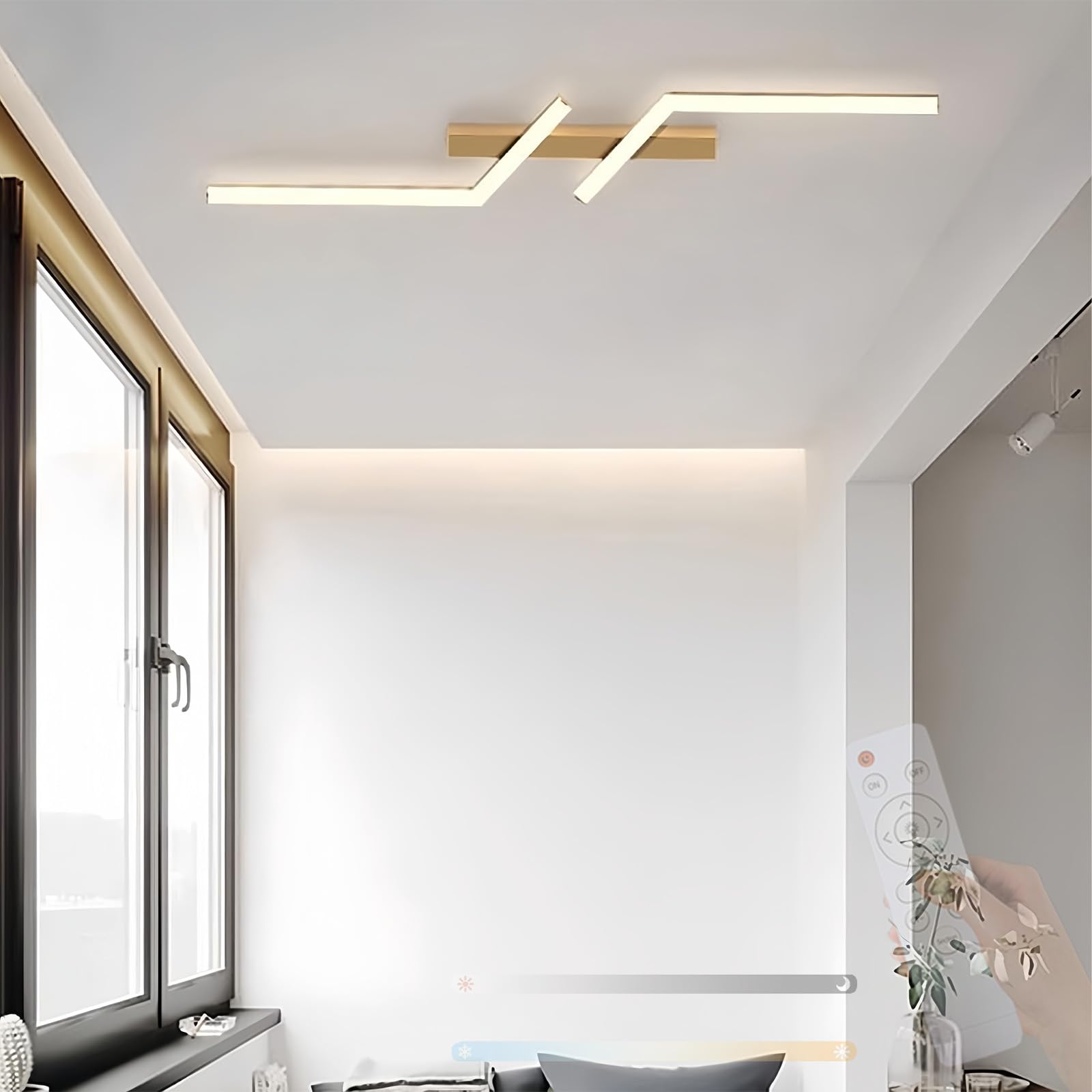 Lámpara de techo lineal LED de 100cm regulable con mando para una luz interior perfecta 8