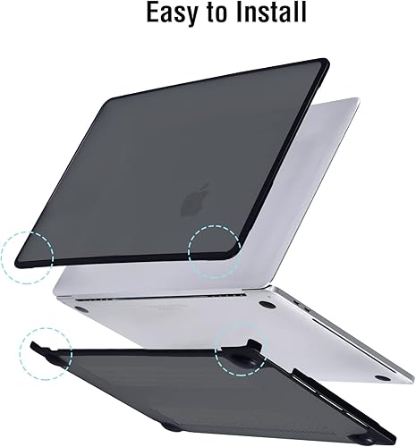Miniatura 5 de BlueSwan Funda para MacBook Air de 13 pulgadas 2018-2021 modelo M1 A2337 A2179 A1932, carcasa rígida antigrietas y antihuellas, TPU + PC, negro
