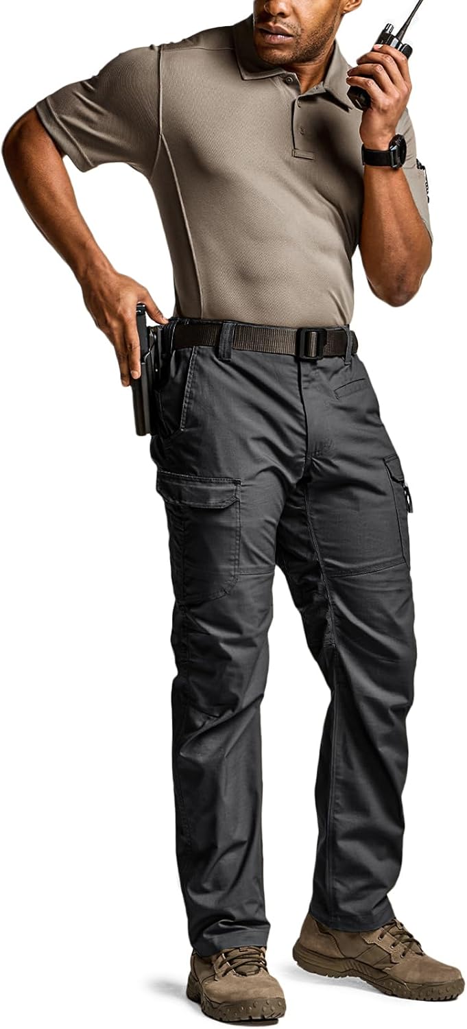 CQR Men's Utility Flex Cargo Pants, Classic-Fit Casual Stretch Work Pants, Water Resistant Lightweight Tactical Hiking Pants - Image 4