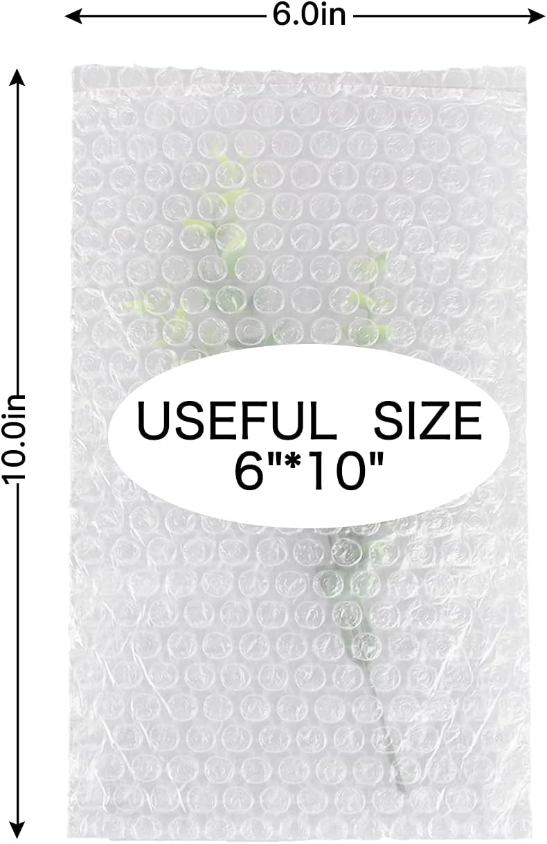 6 Inch x 10 Clear Bubble Out Bag&Pouches, 50PCS Cushioning Bags, Double Walled Bags Thickening Shockproof Foam for Shipping, Storage and Moving 6inch*10inch/15cm*25cm