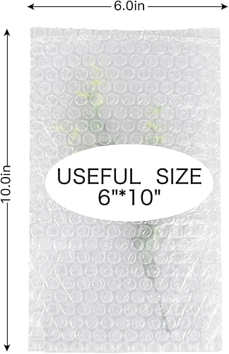 Miniatura 2 de Bolsas de burbujas transparentes de 6 pulgadas x 10 pulgadas, 50 bolsas de amortiguación, bolsas de doble pared gruesa de espuma a prueba de golpes