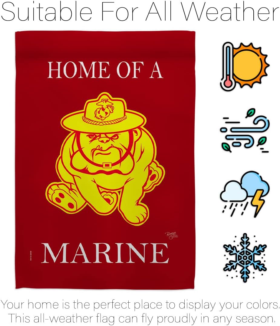 Home of Marine Dog Garden Flag - Set Mailbox Hanger Armed Forces Corps USMC Semper Fi United State American Military Veteran Retire Official - House Banner Small Yard Gift Double-Sided 13 X 18.5