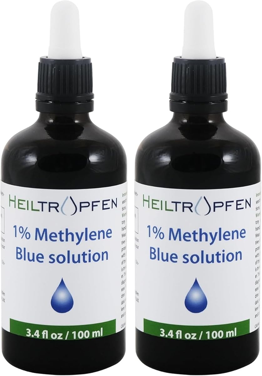 2X Methylene Blue 1% Solution | 2X 3.4 Fl Oz - 2X 100 ml | Ultra High Purity | Pharma Grade Ingredients - Third-Party Tested | Formaldehyde Free | Set of Two | Heiltropfen®