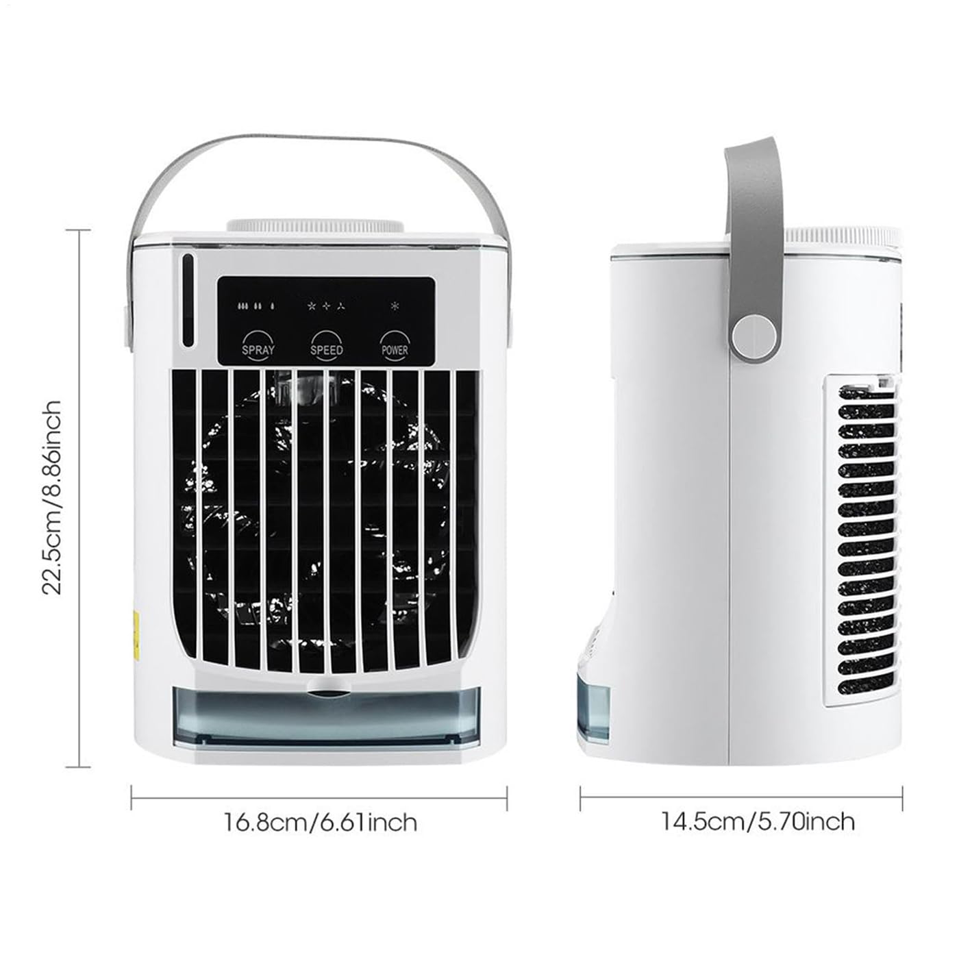 Ortable Fan Air Conditioner, biurkowy wentylator chłodzący, regulacja prędkości wiatru z trzema prędkościami, dwa tryby do wyboru, przenośny uchwyt do domu, biura, namiotu, pojazdu