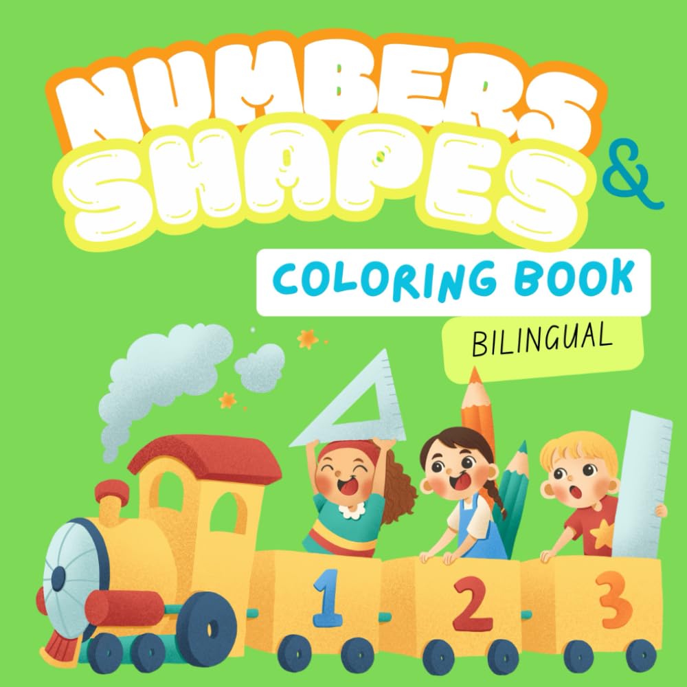 Numbers and shapes coloring book: Bilingual-Spanish