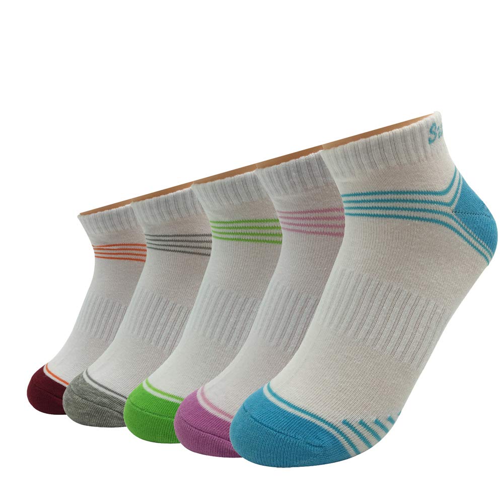 Athletic Running Socks Women Cotton Casual Grey Black White Cute Sock Girl 3 Styles (5 Pairs/Lot,Sumery Su)