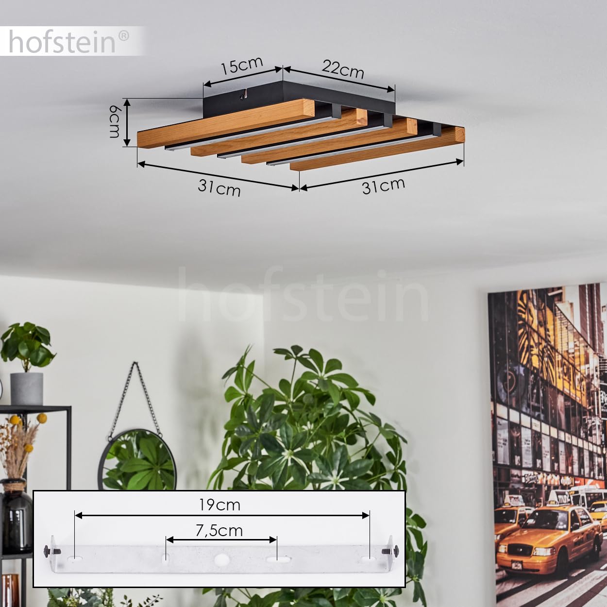 Plafonnier Favorina LED Écru, Noir, 1 Lumière, Télécommandes