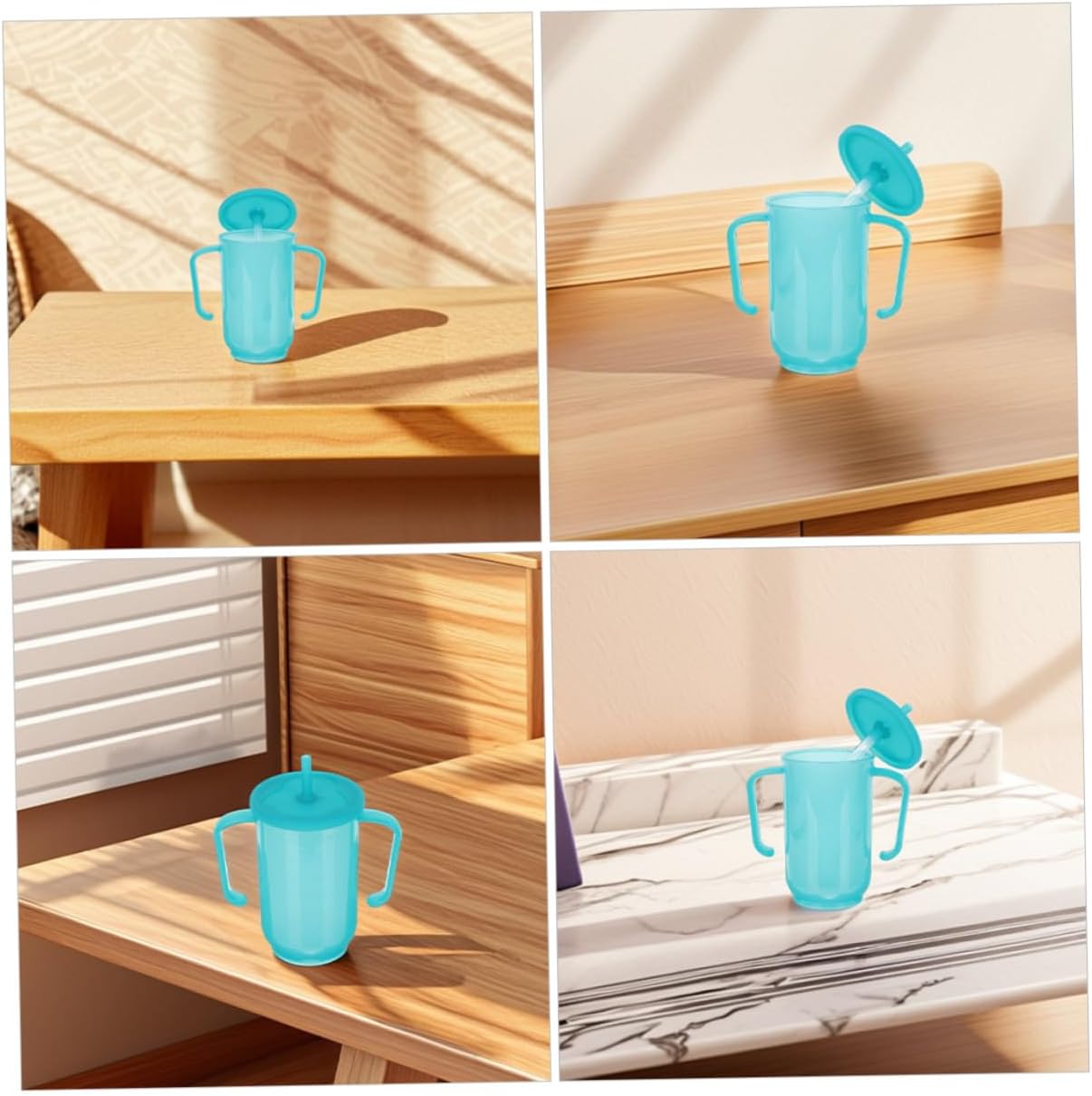 2pcs Elderly Feeding Cups with Handles Antichoke Plastic Sippy Cups for Adults Bedridden Patients Portable Leak-resistant Liquid Drinkers