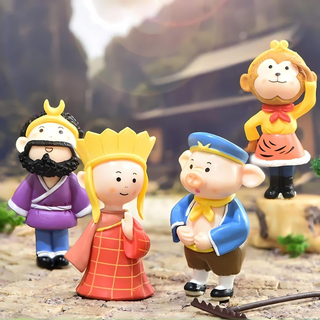 VAYINATO® 4pcs Set of Monkey King Figurines, Journey to The West Ornaments Wukong Pilgrimage to The West Figurine Wukong Decor Tabletop,Aquarium, Home Decor